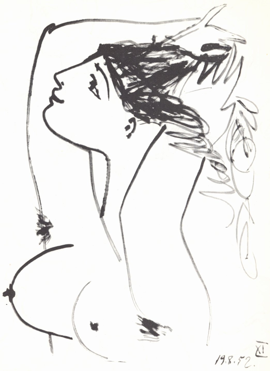 86. Обнаженная с поднятыми руками. 1952. Рисунок. 51×60 86. Обнаженная с поднятыми руками. 1952. Рисунок. 51×60