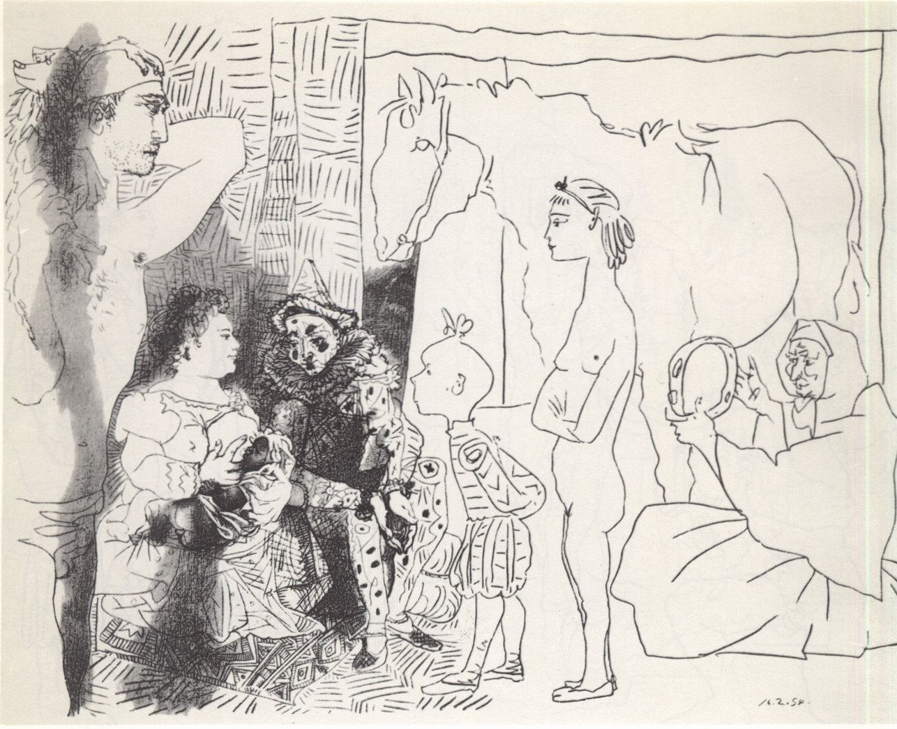 94. Семья странствующих гимнастов. 1954. Литография. 50×64 94. Семья странствующих гимнастов. 1954. Литография. 50×64