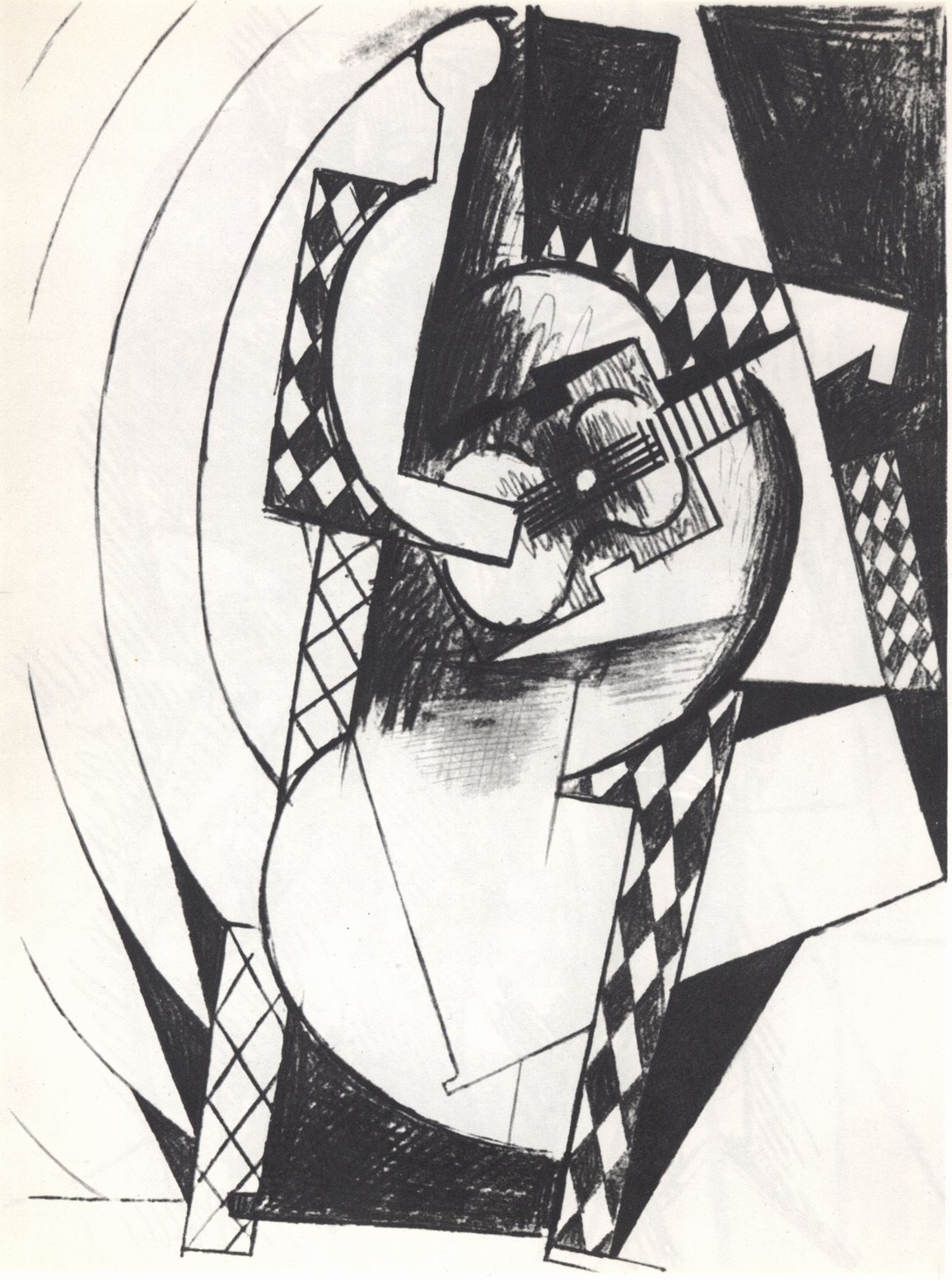 15. Арлекин с гитарой. 1916. Уголь. 31×23. Собственность художника 15. Арлекин с гитарой. 1916. Уголь. 31×23. Собственность художника