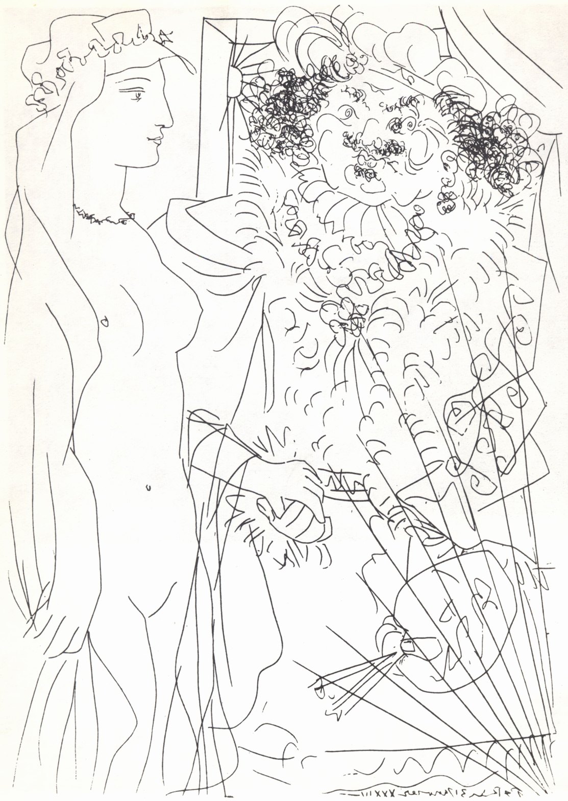 36. Женщина и Рембрандт с палитрой. 1933. Офорт. 29,8×19,8 36. Женщина и Рембрандт с палитрой. 1933. Офорт. 29,8×19,8