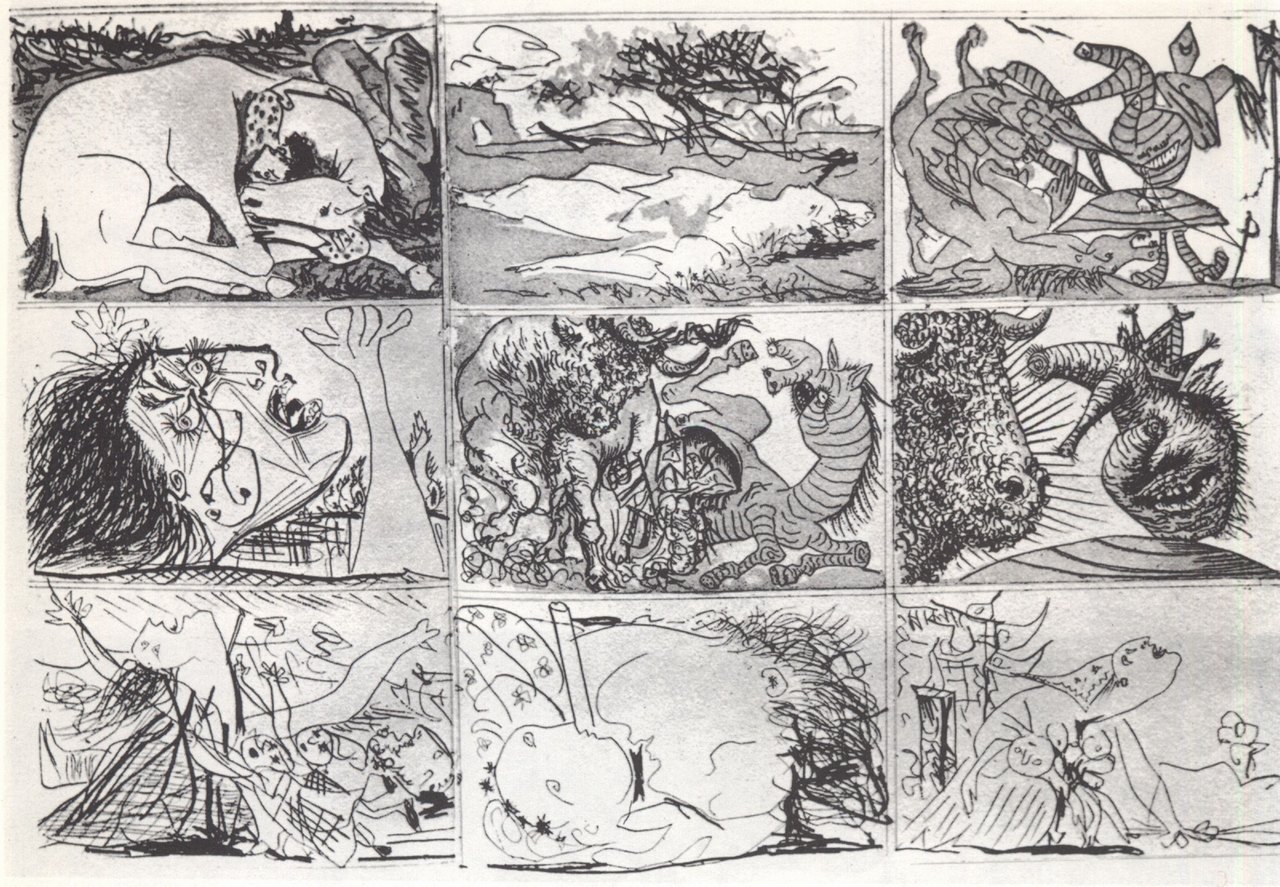 54. Мечты и ложь генерала Франко. 1937. Акватинта. 31×42 54. Мечты и ложь генерала Франко. 1937. Акватинта. 31×42