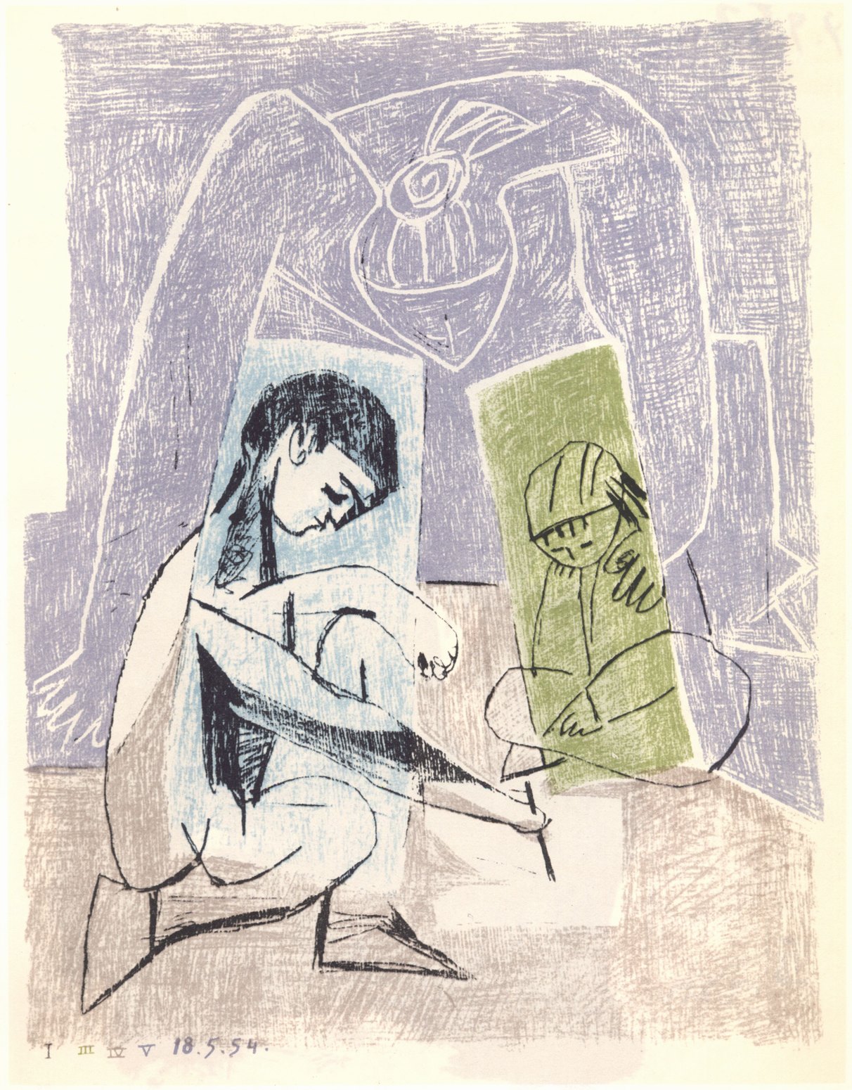 84. Маленькие рисовальщики. 1956. Литография. 64×49,5 84. Маленькие рисовальщики. 1956. Литография. 64×49,5