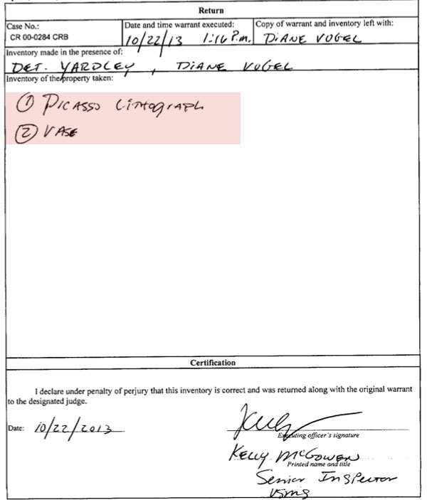 Власть США конфисковала литографию Пабло Пикассо и ценную вазу у экс-премьера Украины Павла Лазаренка Власть США конфисковала литографию Пабло Пикассо и ценную вазу у экс-премьера Украины Павла Лазаренка