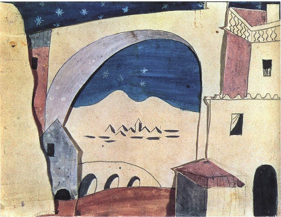 XII. Макет декорации к балету «Треуголка». 1919 XII. Макет декорации к балету «Треуголка». 1919