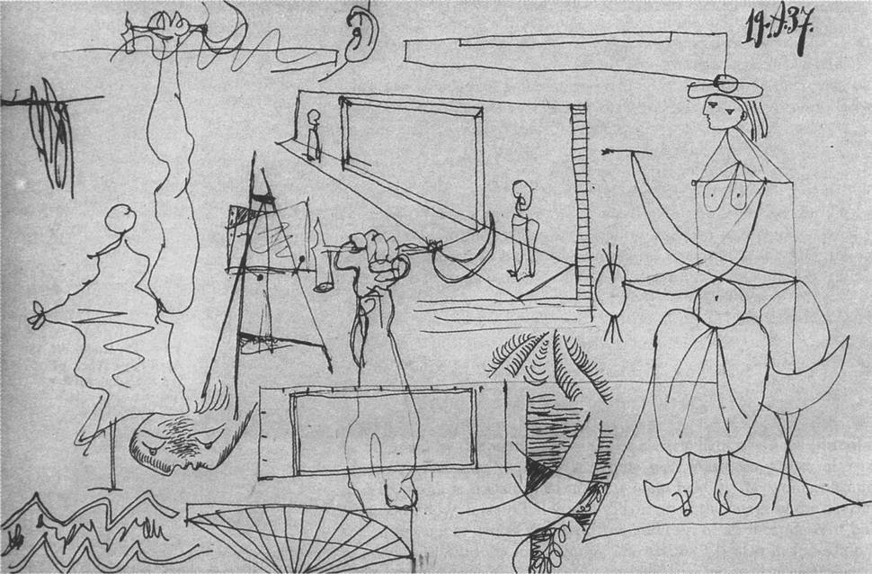 63. Наброски к первоначальному проекту панно для павильона Испании. Лист XII. 1937 63. Наброски к первоначальному проекту панно для павильона Испании. Лист XII. 1937