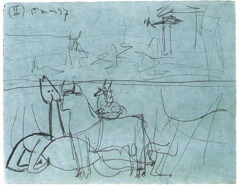 X. Эскиз к «Гернике». 1 мая 1937 (II) X. Эскиз к «Гернике». 1 мая 1937 (II)