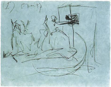 IX. Композиционный набросок к «Гернике». 1 мая 1937 (I) IX. Композиционный набросок к «Гернике». 1 мая 1937 (I)