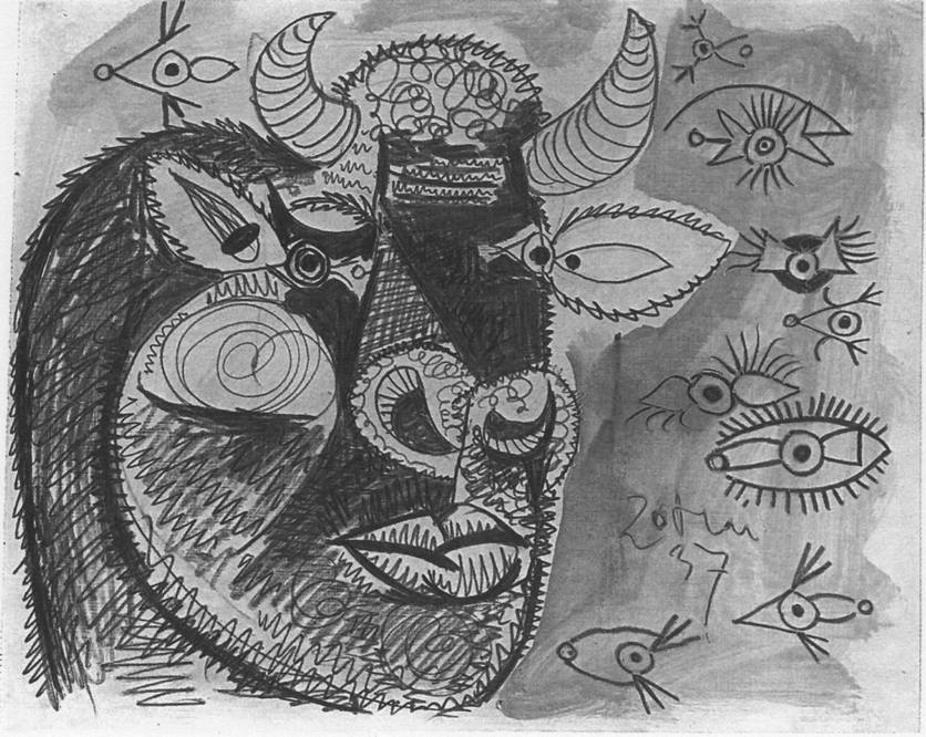 78. Голова быка. Этюд к «Гернике». 20 мая 1937 78. Голова быка. Этюд к «Гернике». 20 мая 1937