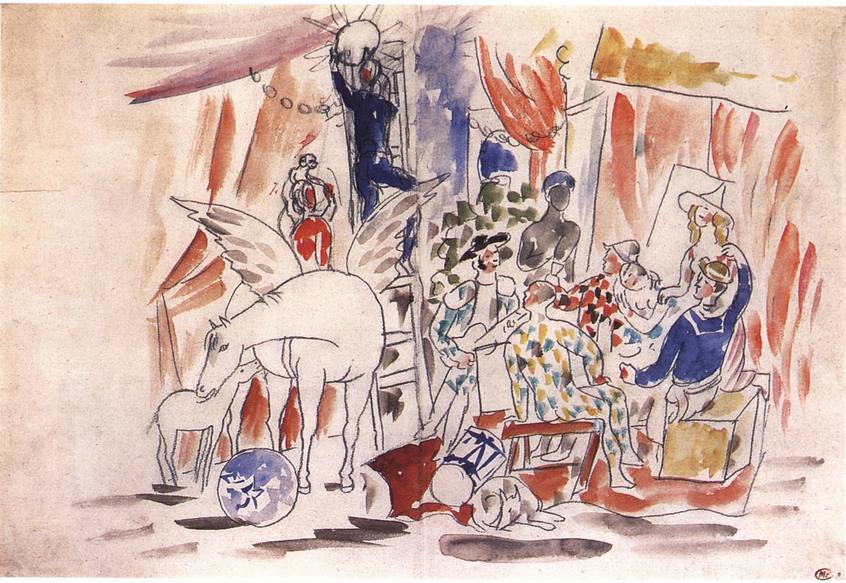 V. Эскиз занавеса к балету «Парад». 1917 V. Эскиз занавеса к балету «Парад». 1917