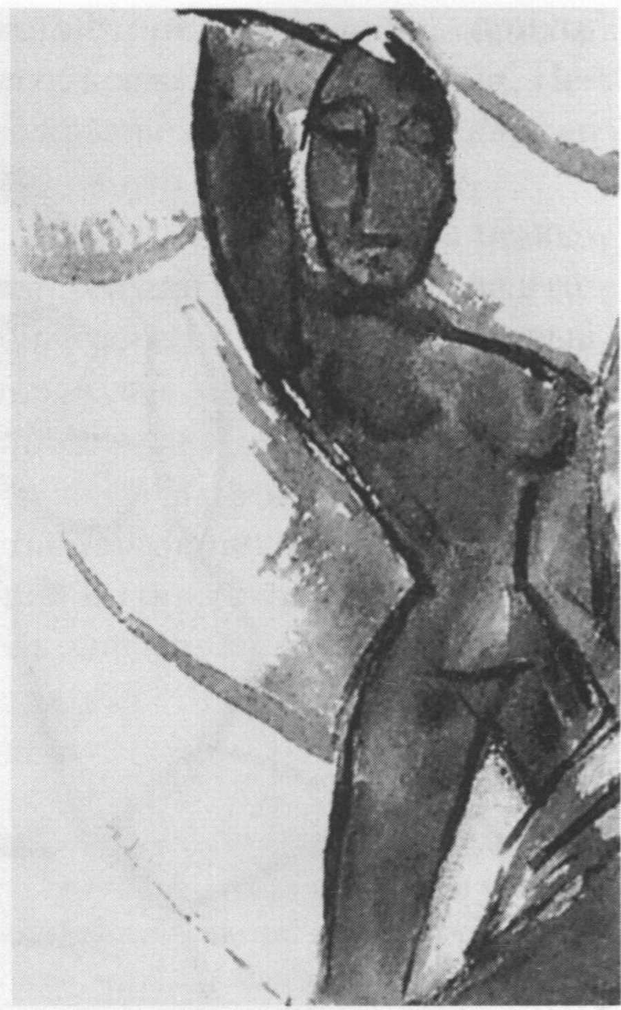 Обнаженная с поднятой правой рукой. Весна — лето 1907. Акварель, 9x7 Обнаженная с поднятой правой рукой. Весна — лето 1907. Акварель, 9x7