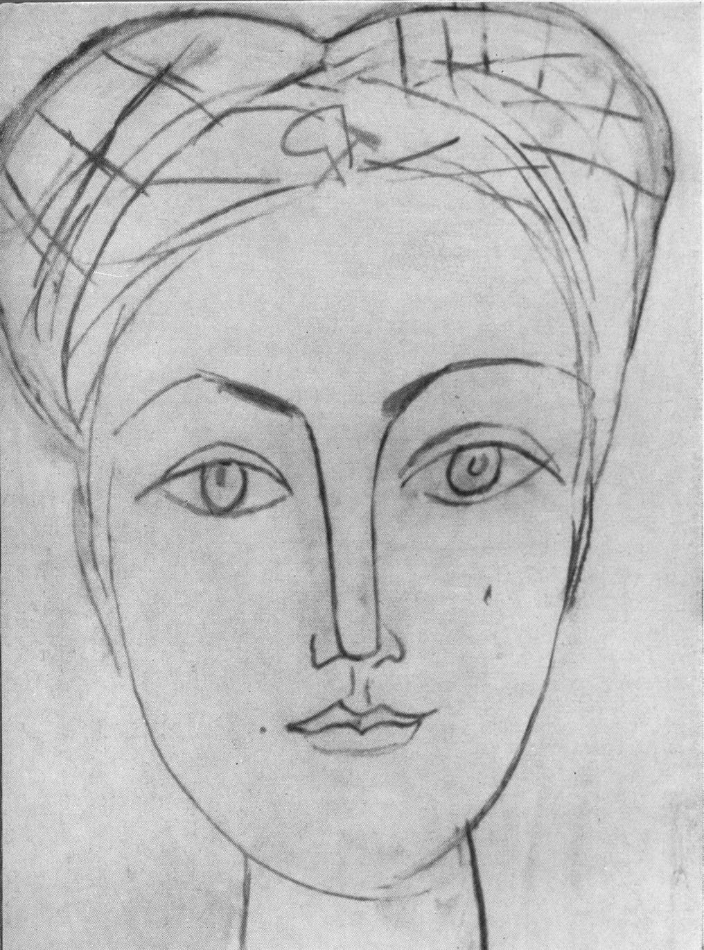 Женская голова в платке с эмблемой серпа и молота. Рисунок Женская голова в платке с эмблемой серпа и молота. Рисунок