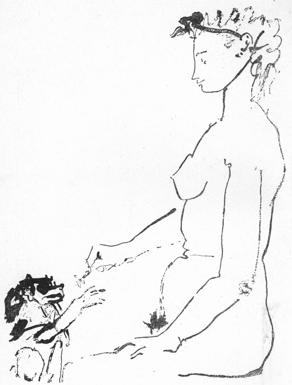 Обнаженная женщина и обезьяна. Рисунок, 1954 Обнаженная женщина и обезьяна. Рисунок, 1954